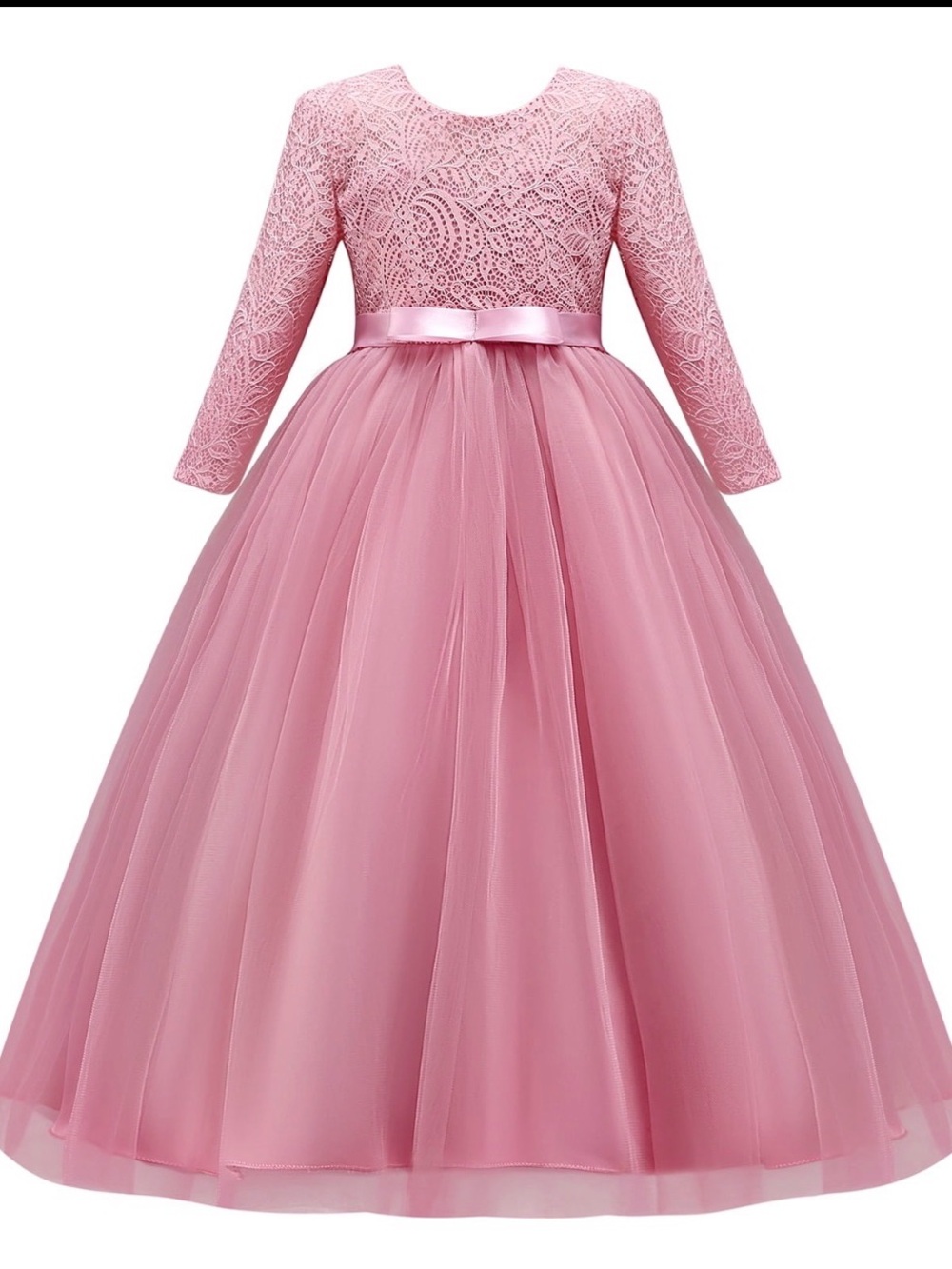 IBTOM CASTLE Girls Size 120 Dusty Pink Lace Tulle Maxi Flower Girl Dress NWT